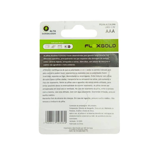 Pilha Aaa Alcalina ( Cart. C/ 8 Un )  Flex  Fx-aaak8 [F108]