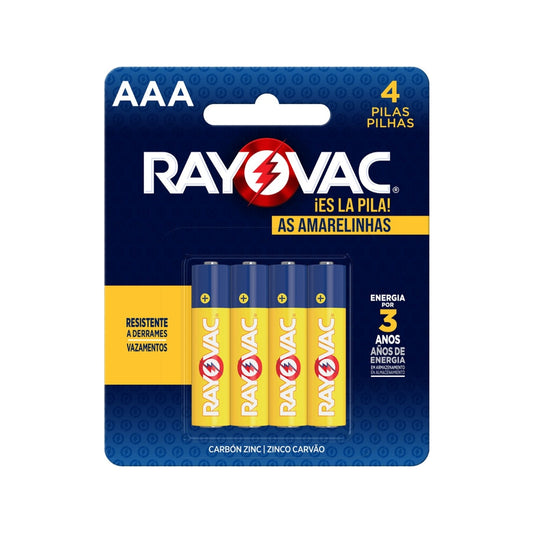 Pilha Zinco Aaa4 Rayovac Amarelinhas Cartela Com 04 Unidades [F108]
