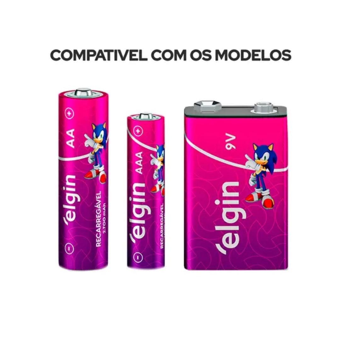 Carregador De Pilhas Usb Com 2x Aa1500mah [F108]