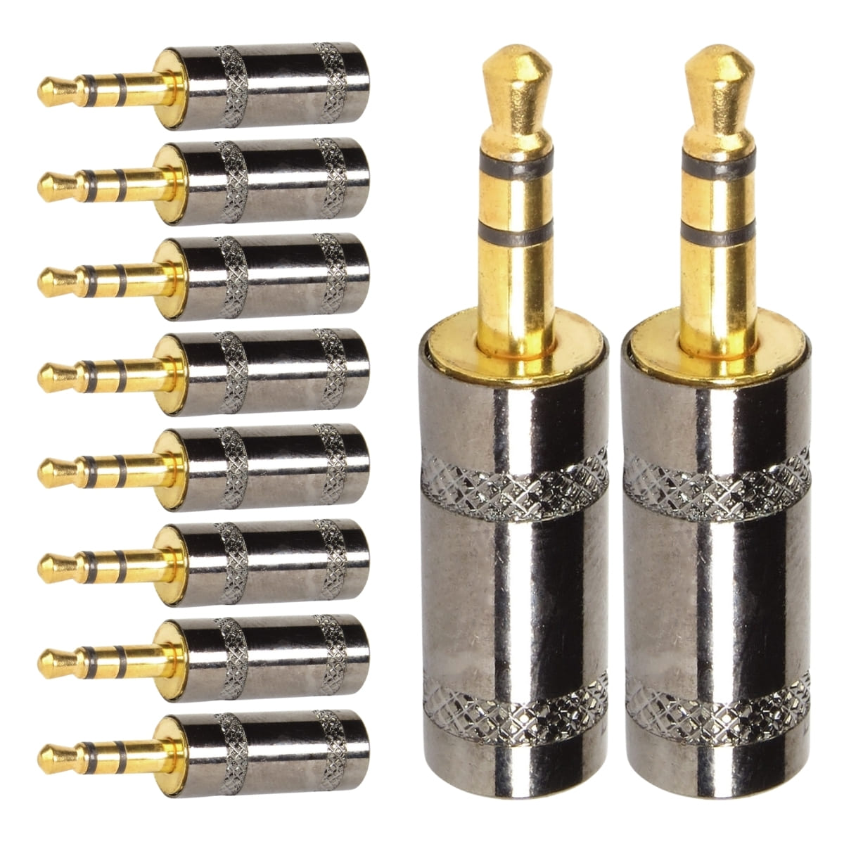 Conector P2 Stereo Metal Preto Gold Storm 10 Unidades [F108]