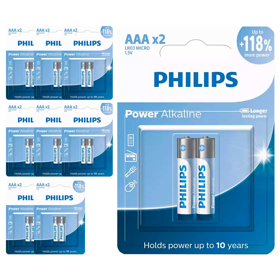 18 Pilhas Alcalinas AAA Philips  (9  Cart)