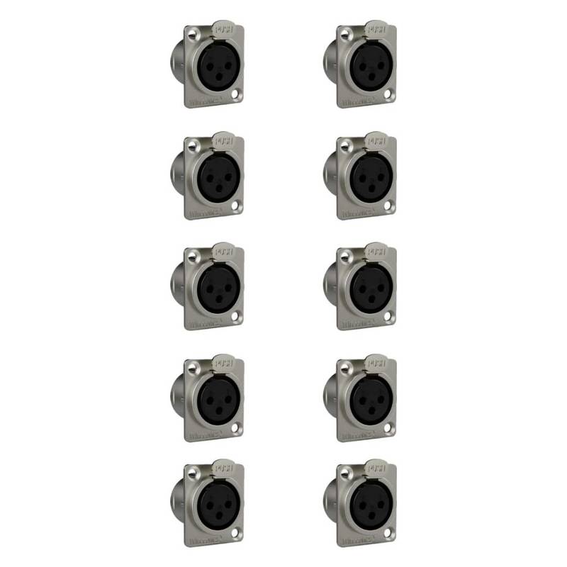 Conector Xlr Femea Wc 1023 Fp Bk Ni 3p Painel Wireconex 10 Unidades [F108]