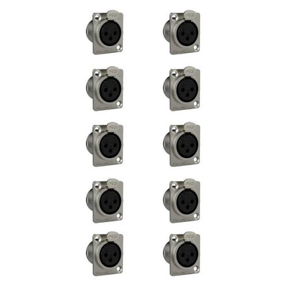 Conector Xlr Femea Wc 1023 Fp Bk Ni 3p Painel Wireconex 10 Unidades [F108]