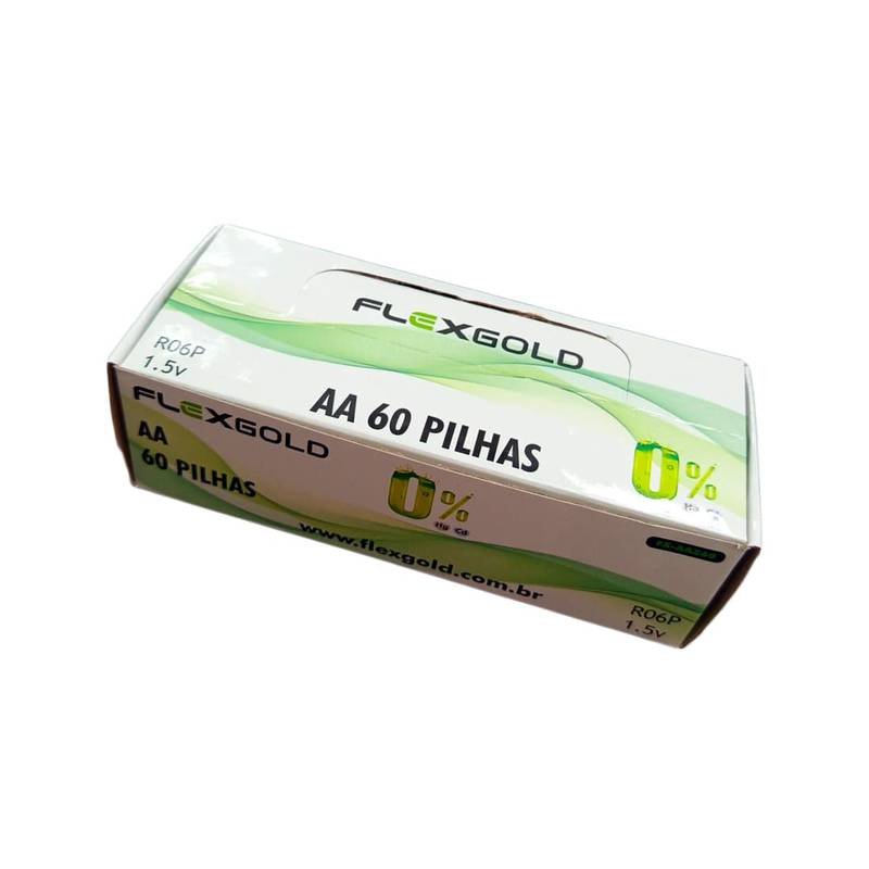 Caixa De Pilhas Aa Zinco 60 Unidades Flex Fx- Aaz60 [F108]