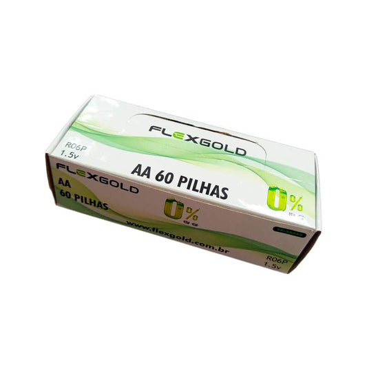 Caixa De Pilhas Aa Zinco 60 Unidades Flex Fx- Aaz60 [F108]
