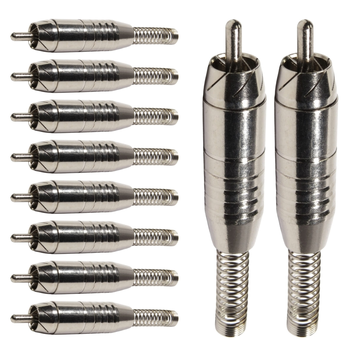 Conector Linha Rca Macho Niquel Com Mola Storm 10 Unidades [F108]