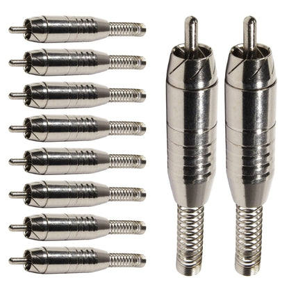 Conector Linha Rca Macho Niquel Com Mola Storm 10 Unidades [F108]