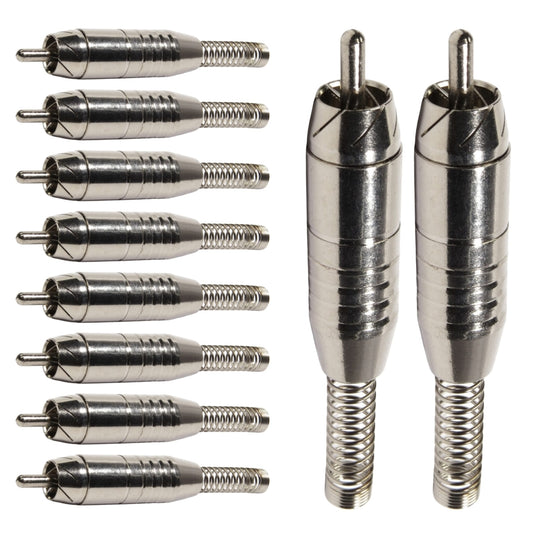 Conector Linha Rca Macho Niquel Com Mola Storm 10 Unidades [F108]