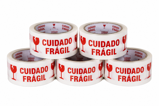 Kit 5 Fitas Adesivas Cuidado Frágil 48mm x 100m