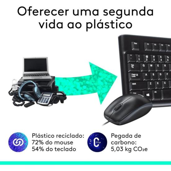 Kit Teclado e Mouse Com Fio USB Logitech MK120 Preto [F002]