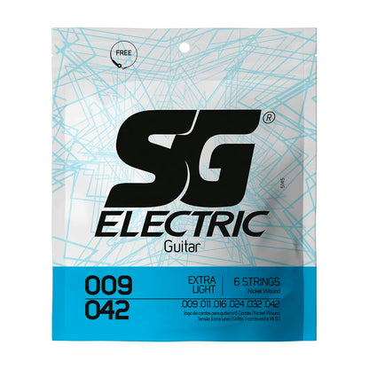 Encordoamento P/guitarra 009 Sg Extra Leve - Grátis: 1ª(mi) Extra + 1 Palheta [F108]