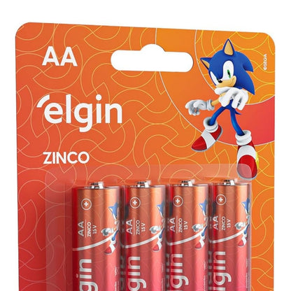 Pilha De Zinco Carvao Aa R06 4 Unidades Elgin [F108]
