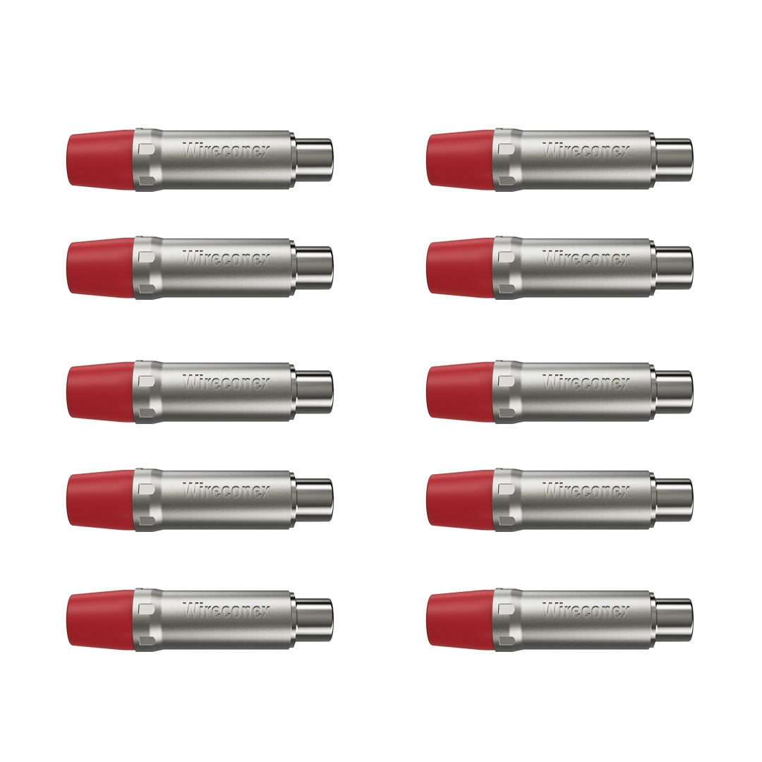 Plug Rca Femea Nickel Vermelho 10 Un Wireconex [F108]