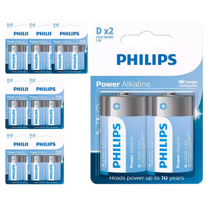 16 Pilhas Alcalinas D Philips (8  Cart)