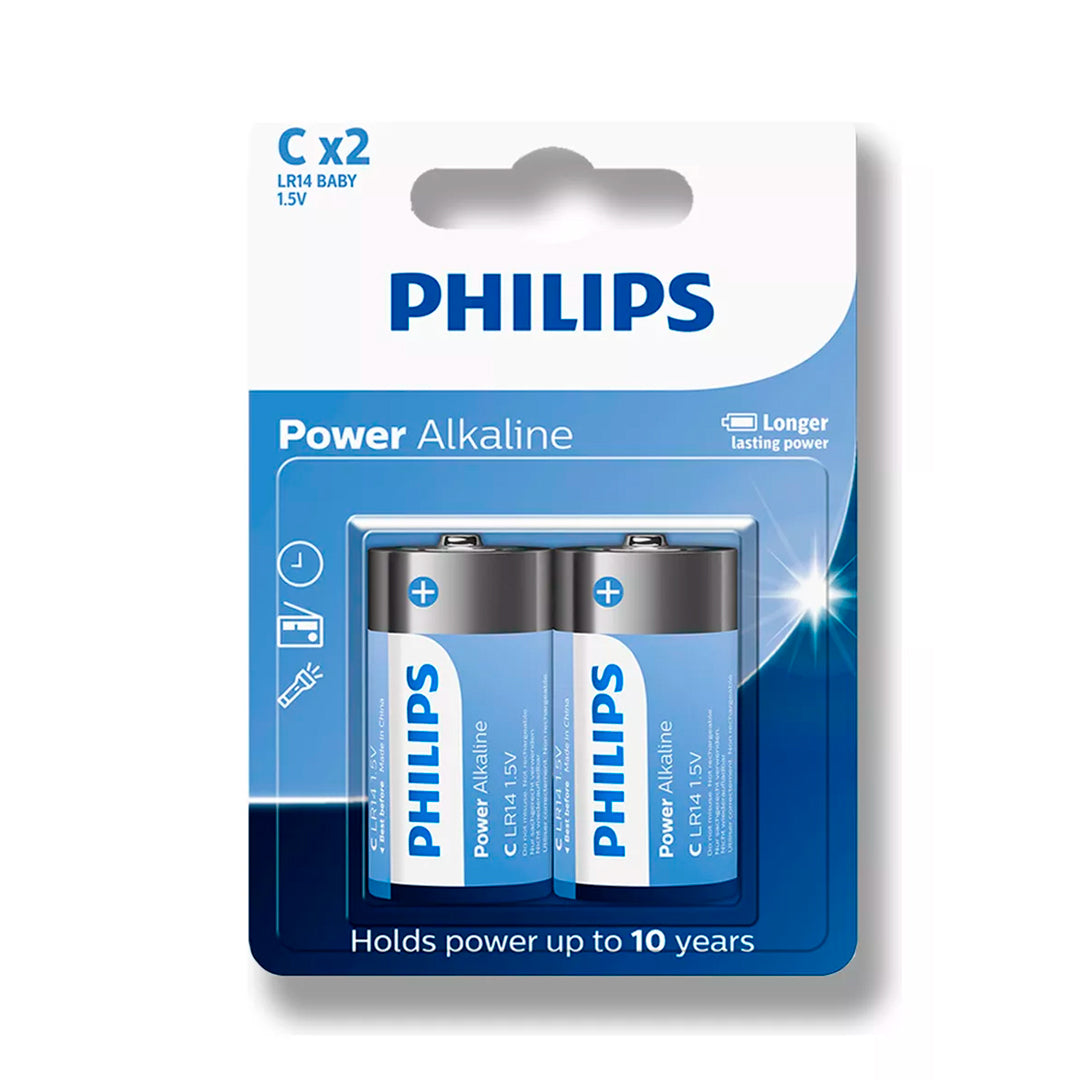 02 Pilhas Alcalinas C Philips [F108]