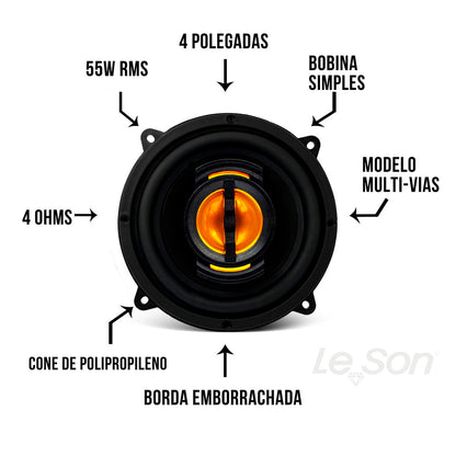 Kit Falante Jb4 Flex 4 Pol 11ow 4r Preto Leson [F108]