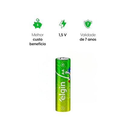 Pilha Alcalina Aa2 Elgin Cartela Com 02 Unidades [F108]