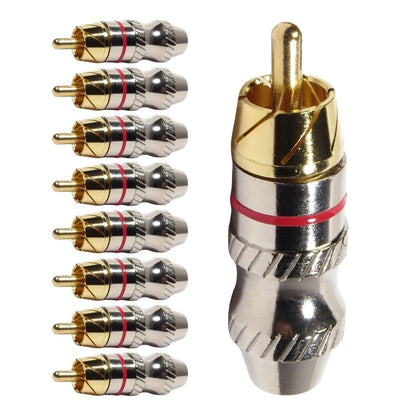 Conector Linha Rca Macho Metal Vermelho Storm 10 Unidades [F108]