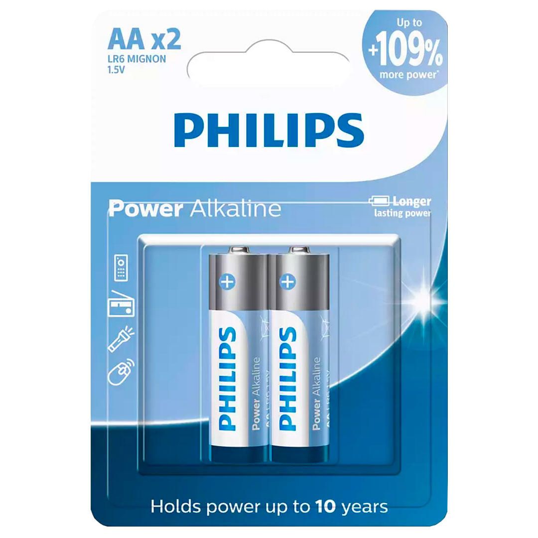 2 Pilhas Alcalinas Aa Philips [F108]