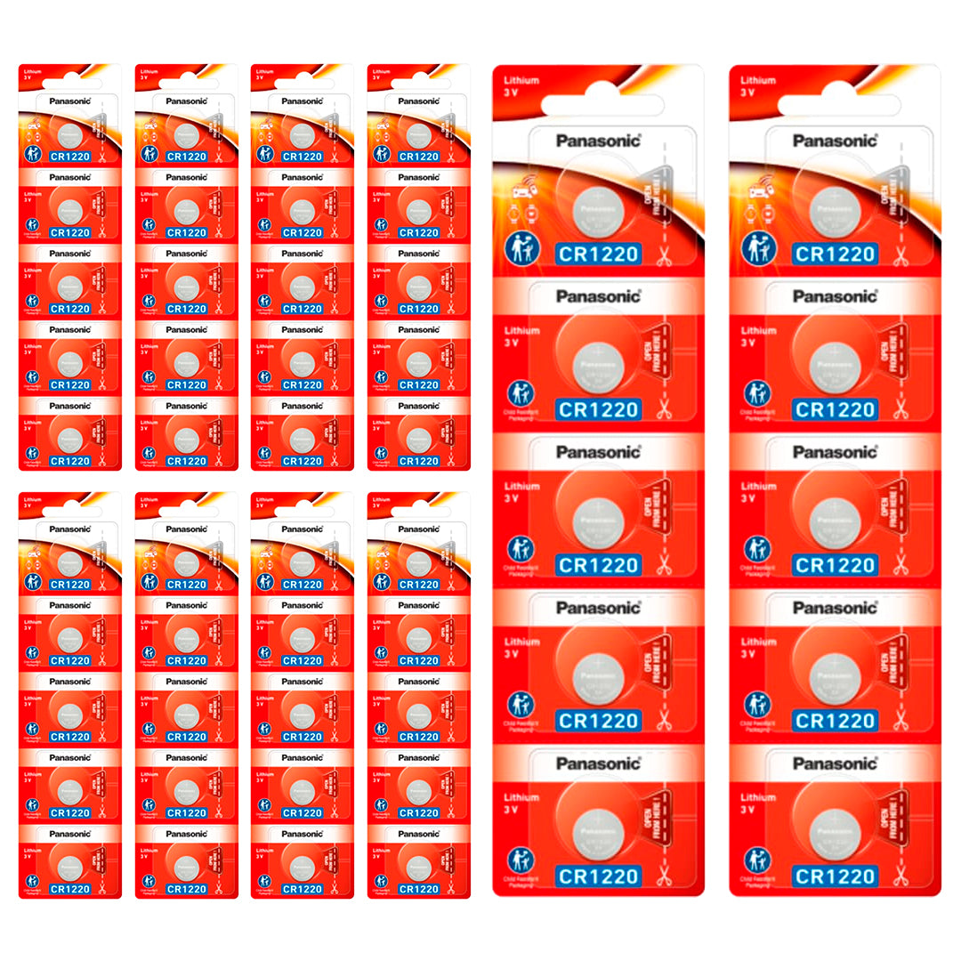 50 Baterias CR1220 Panasonic (10 cartelas)