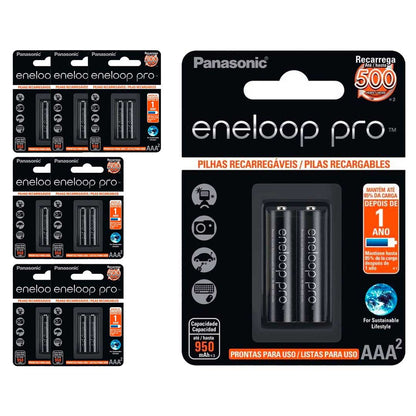 16 Pilhas Recarregaveis Eneloop Pro Aaa Panasonic (8 Cart)
