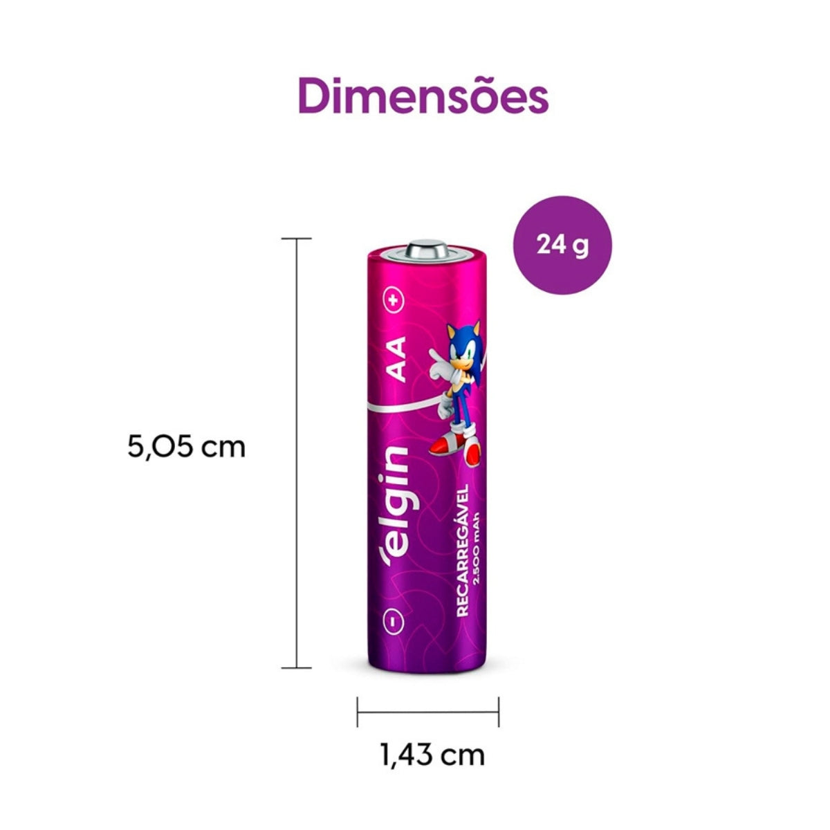 Pilha Recarregável Aa 2500 Mah Elgin [F108]