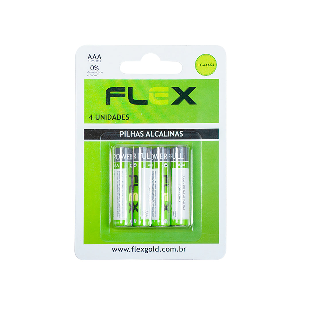 Pilha Alcalina Aaa Flex 04 Unidades Fx- Aaak4 [F108]