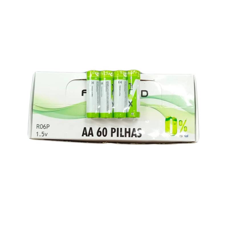 Caixa De Pilhas Aa Zinco 60 Unidades Flex Fx- Aaz60 [F108]