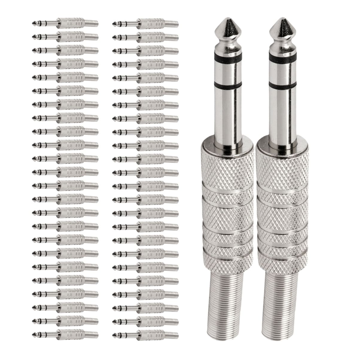 Conector P10 Macho Linha Stereo Niquel Com Mola Storm 50 Unidades [F108]