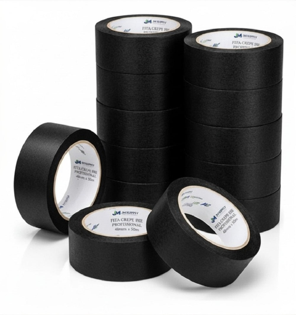 Kit 10 Fita Crepe Preta Premium 48mm X 50m - Alta Fixação