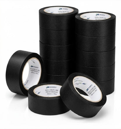 Kit 10 Fita Crepe Preta Premium 48mm X 50m - Alta Fixação
