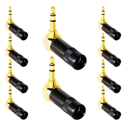 Conector P2 Stereo 90 Graus Preto Metal Gold Storm 10 Unidades [F108]