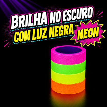 KIT COM 4 FITAS CREPE FLUORESCENTES NEON – 18mm x 50 METROS CADA