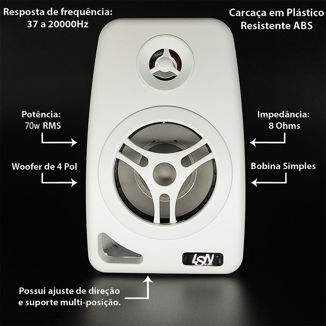 Par Caixa De Som Ambiente 4pol 70w 8r Branca Leson [F108]