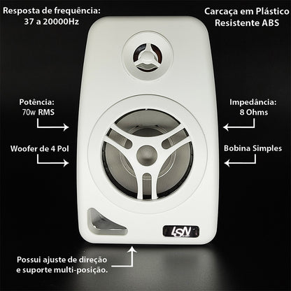 Par Caixa De Som Ambiente 4pol 70w 8r Branca Leson [F108]