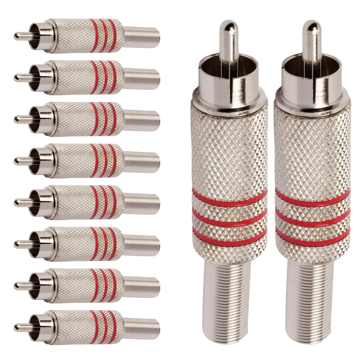 Conector Linha Rca Macho Metal Niquel Vermelho Storm 10 Unidades [F108]