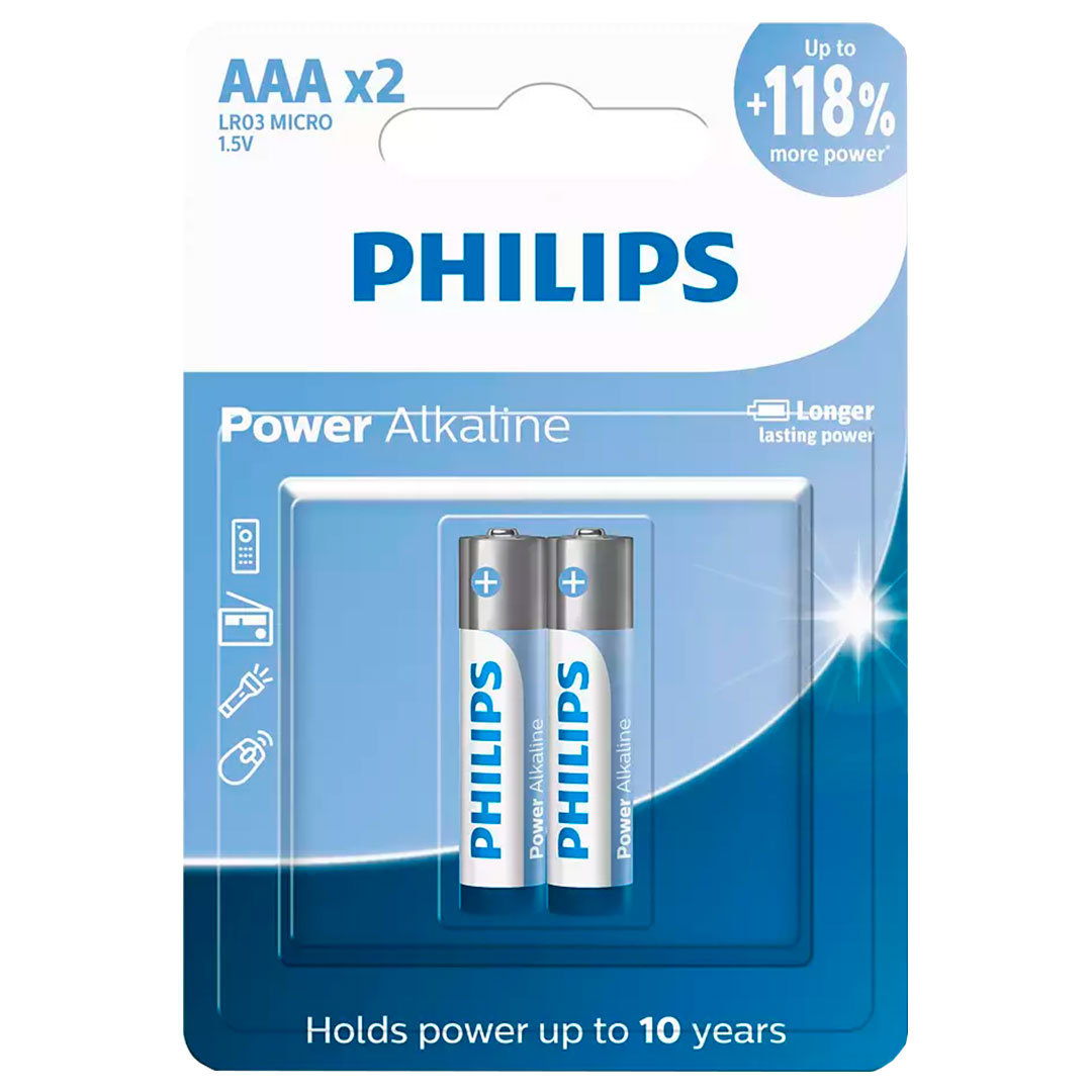 4 Pilhas Alcalinas AAA Philips  (2  Cart)