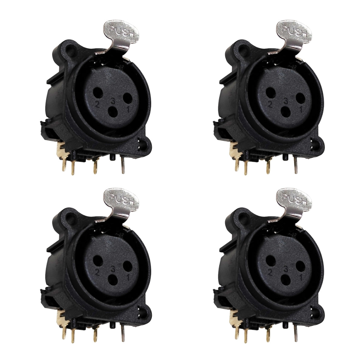 Kit 04 Conectores Xlr Femea P/ Pci 3 Polos Wc 4046 Wireconex [F108]