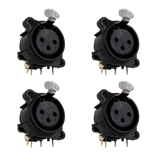 Kit 04 Conectores Xlr Femea P/ Pci 3 Polos Wc 4046 Wireconex [F108]