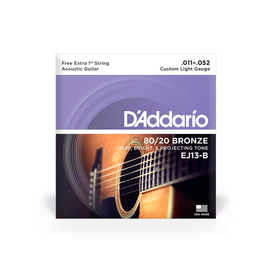 Cordas Para Violão Aço D Addario Bronze 80/20 Ej13-b+pl011 011" 052" Corda Extra Pl010 [F108]