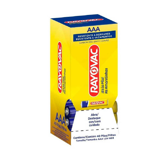 Pilha Zinco Aaa4 Rayovac Amarelinhas Tubo Com 40 Unidades [F108]