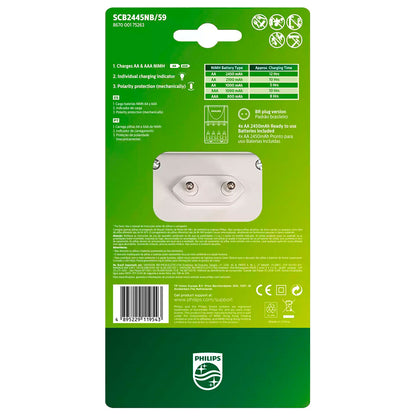 Carregador Scb Philips (01 Carregador E 04 Un Pilhas Aa) [F108]