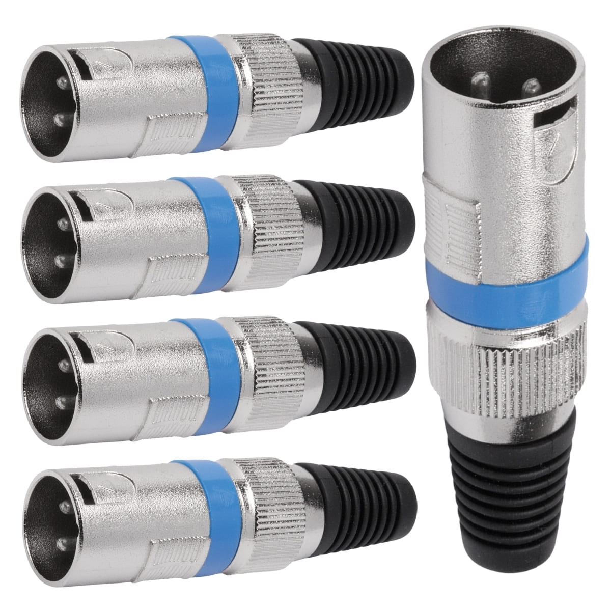 Conector Xlr Macho Linha Azul Metalico Storm 05 Unidades [F108]