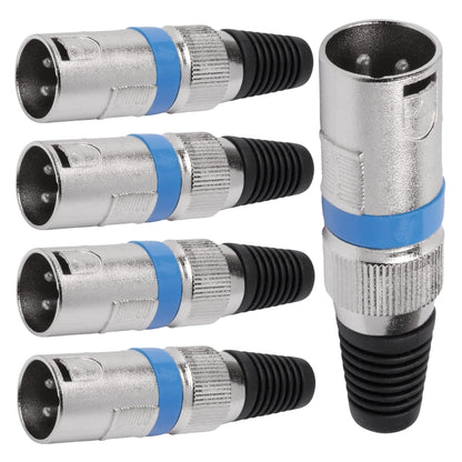 Conector Xlr Macho Linha Azul Metalico Storm 05 Unidades [F108]