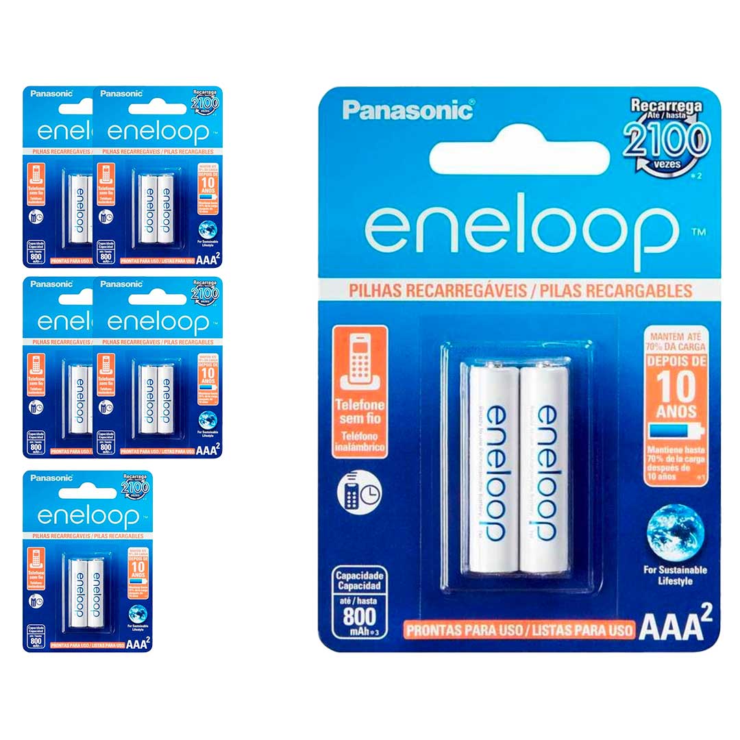 12 Pilhas Recarregaveis Eneloop Std Aaa Panasonic (6 Cart)