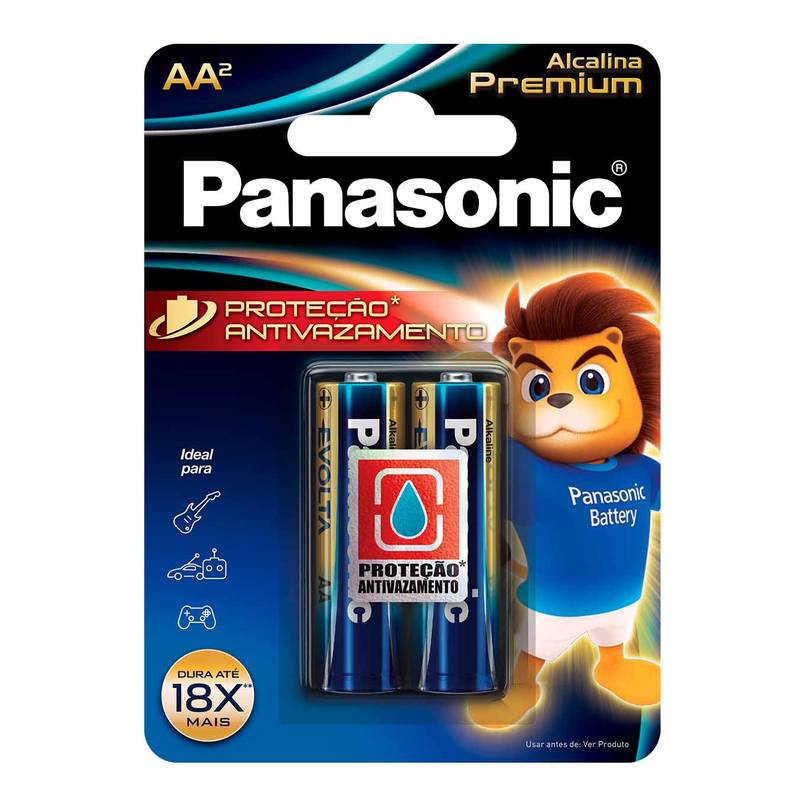 24 Pilhas Alcalinas Premium AA Panasonic (12 Cartelas C/2 Un)