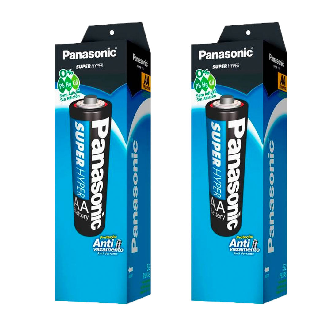 2 Tubos Pilha Comum Aa C/52un Cada Panasonic