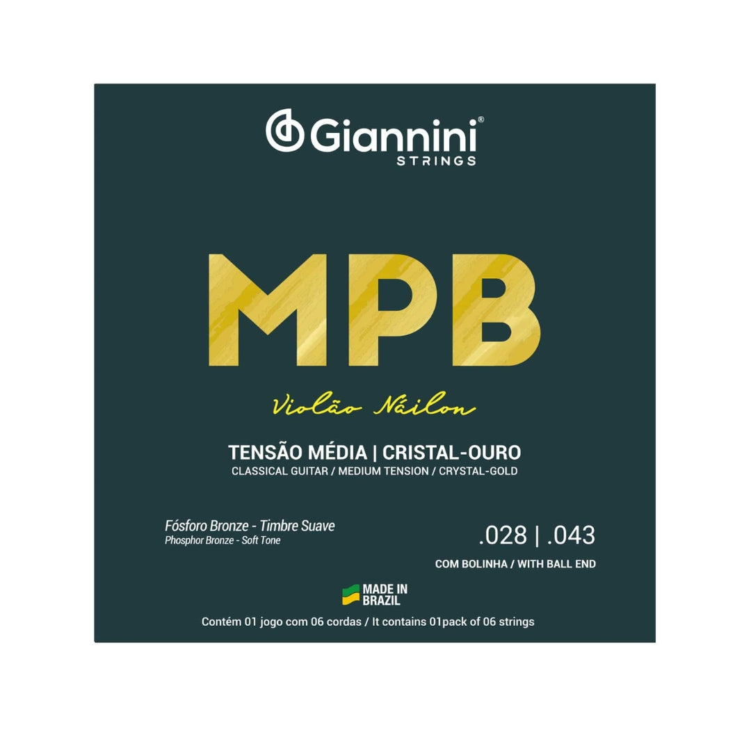 Encordoamento Giannini P/violão Nylon Cristal/ouro C/bolinha Genwg [F108]