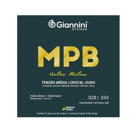 Encordoamento Giannini P/violão Nylon Cristal/ouro C/bolinha Genwg [F108]