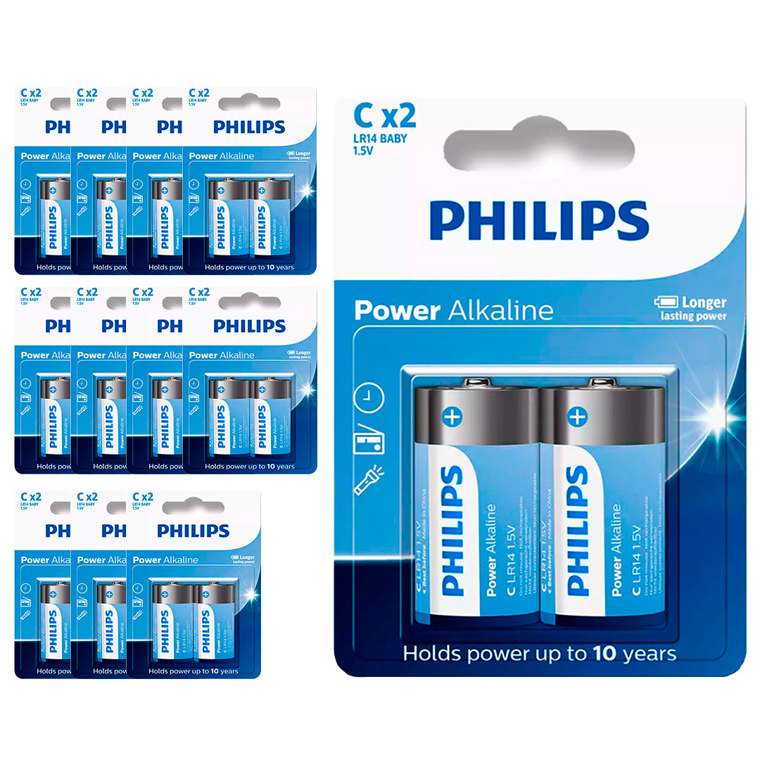 24 Pilhas Alcalinas C Philips (12  Cart)